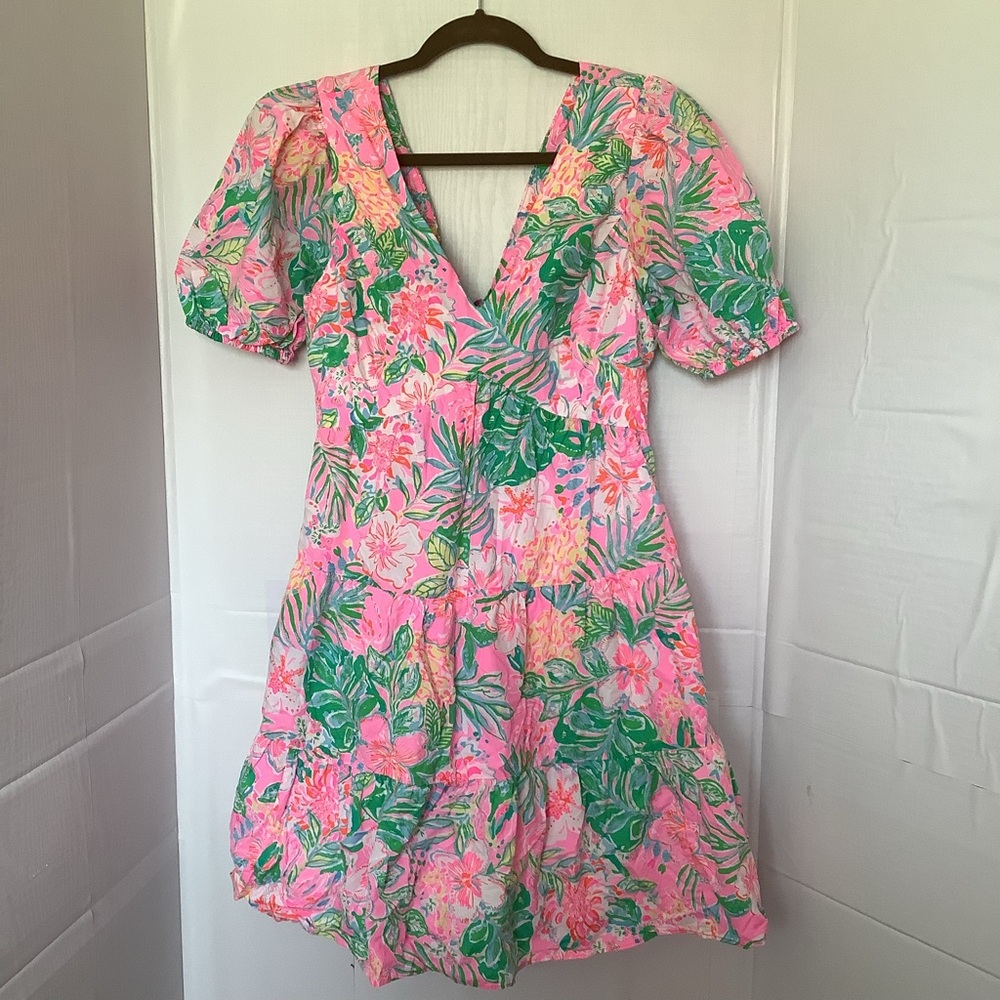 Lilly Pulitzer Nalani Short Sleeve Cotton Multi Journey to‎ The Jungle sz 8